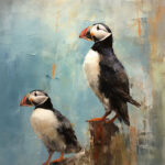 Arctic Puffin Cream Impasto Style